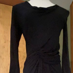 Helmut Lang Asymetric Black Long Sleeve Dress P